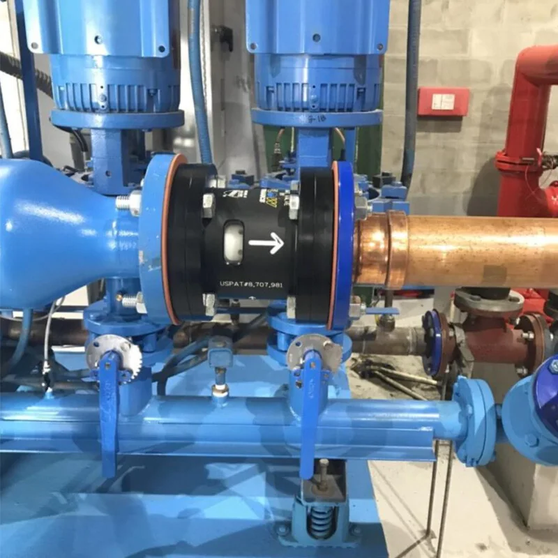 A large flanged Smart Valve installed in a mechanical room
